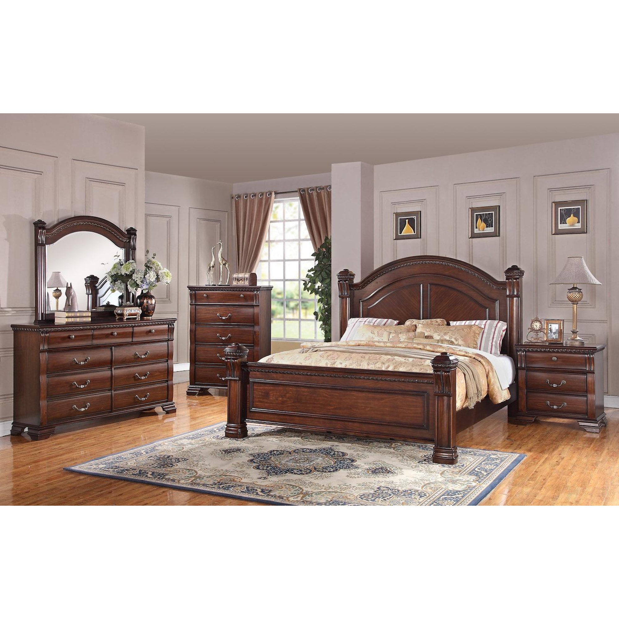 Austin Group Isabella 52760H+60F+60R Traditional Queen Bed with Square